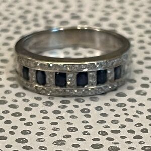 18k White Gold Sapphire and Diamond Ring